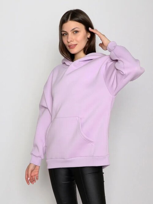 Толстовка Style Margo, оверсайз, удлиненная, капюшон, карманы, размер 54, фиолетовый