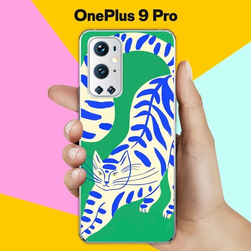 Силиконовый чехол на OnePlus 9 Pro Кот на зеленом / для ВанПлас 9 Про силиконовый чехол на oneplus 9 pro ванплас 9 про зеленоглазый чеширский кот