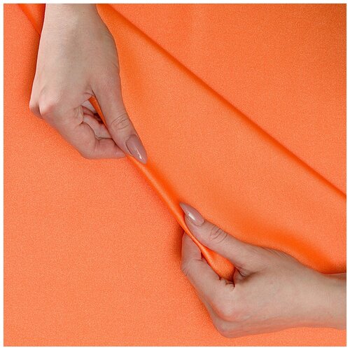Ткань трикотаж бифлекс оранжевый без рисунка (2545)
