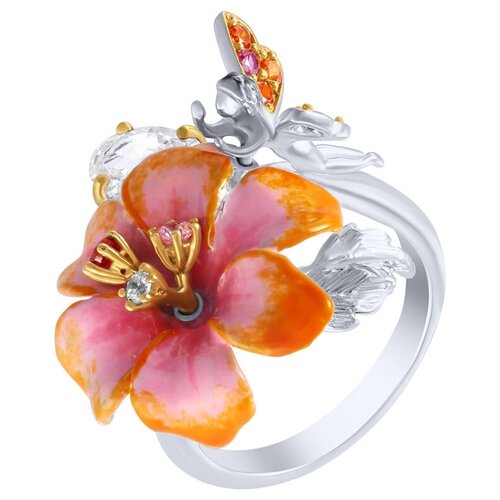 фото Element47 кольцо из серебра 925 пробы с кубическим цирконием и эмалью 2rs0448901303_ko_enam_001_wg, размер 17.5