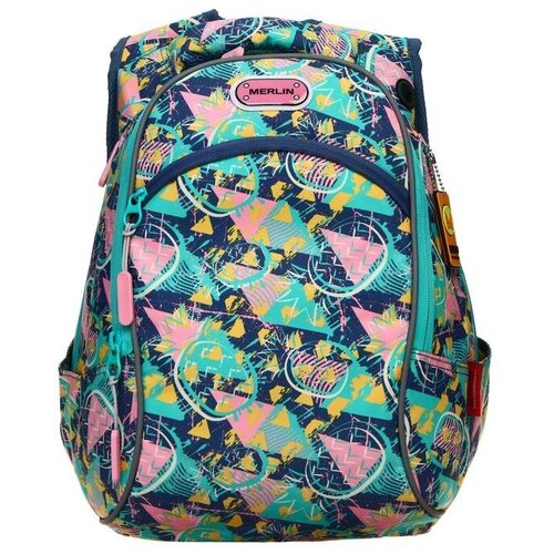 Merlin Рюкзак молодёжный Across Merlin, 43 х 29 х 15 см, эргономичная спинка, синий, чёрный, розовый
