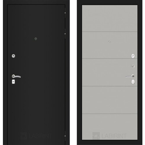Входная дверь Labirint Classic Шагрень черная 13 Грей Софт (Серый светлый) 880x2050, открывание левое входная дверь labirint classic шагрень черная 13 грей софт серый светлый 880x2050 открывание левое