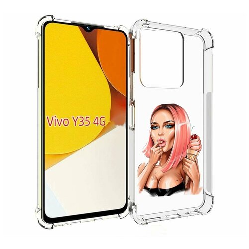 Чехол MyPads Девушка-и-мороженое женский для Vivo Y35 4G 2022 / Vivo Y22 задняя-панель-накладка-бампер