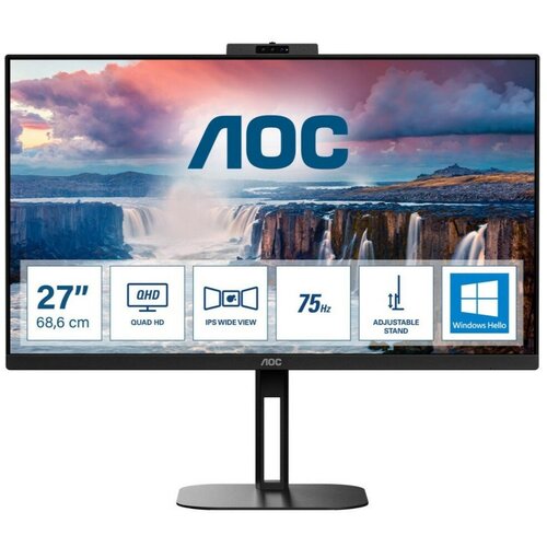 Монитор AOC 272560x1440 AOC V5 Q27V5CW матрица IPS Матовая Встроенные колонки Встроенная веб камера Встроенный микрофон Регулировка высоты 3820100₽