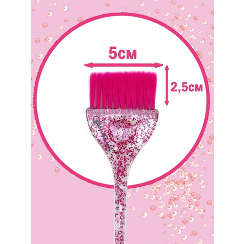 Купить Gera Professional, Кисть розовая щетина 11 рядов, цвет прозрачный с розовыми блестками