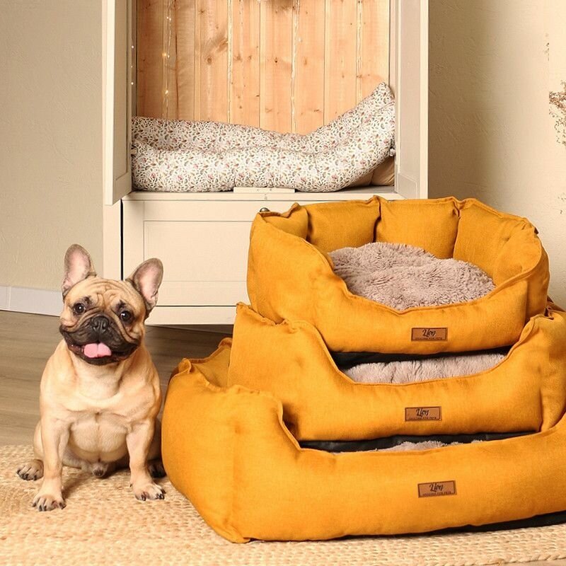 Лежанка для собаки и кошки, лежак для животных мелких и средних пород, со съемной подушкой, размер ( 90х70х30 ), рогожка - фотография № 1