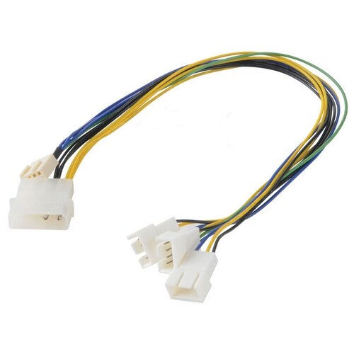 Akasa 4pin Molex + 4pin PWM - 3x 4pin PWM (AK-CB002), 0.3 м, черный/желтый/синий/зеленый