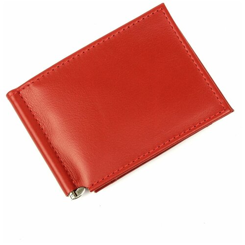 фото Зажим для купюр кроко из натуральной кожи, бумагодержатель, компактный кошелек, зажим для денег красный зк302-16