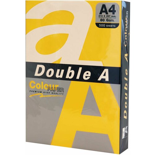 Бумага цветная DOUBLE A, А4, 80 г/м2, 500 л, интенсив, солнечно-желтый фиточай эвкалипт россыпью в пачке 50 г