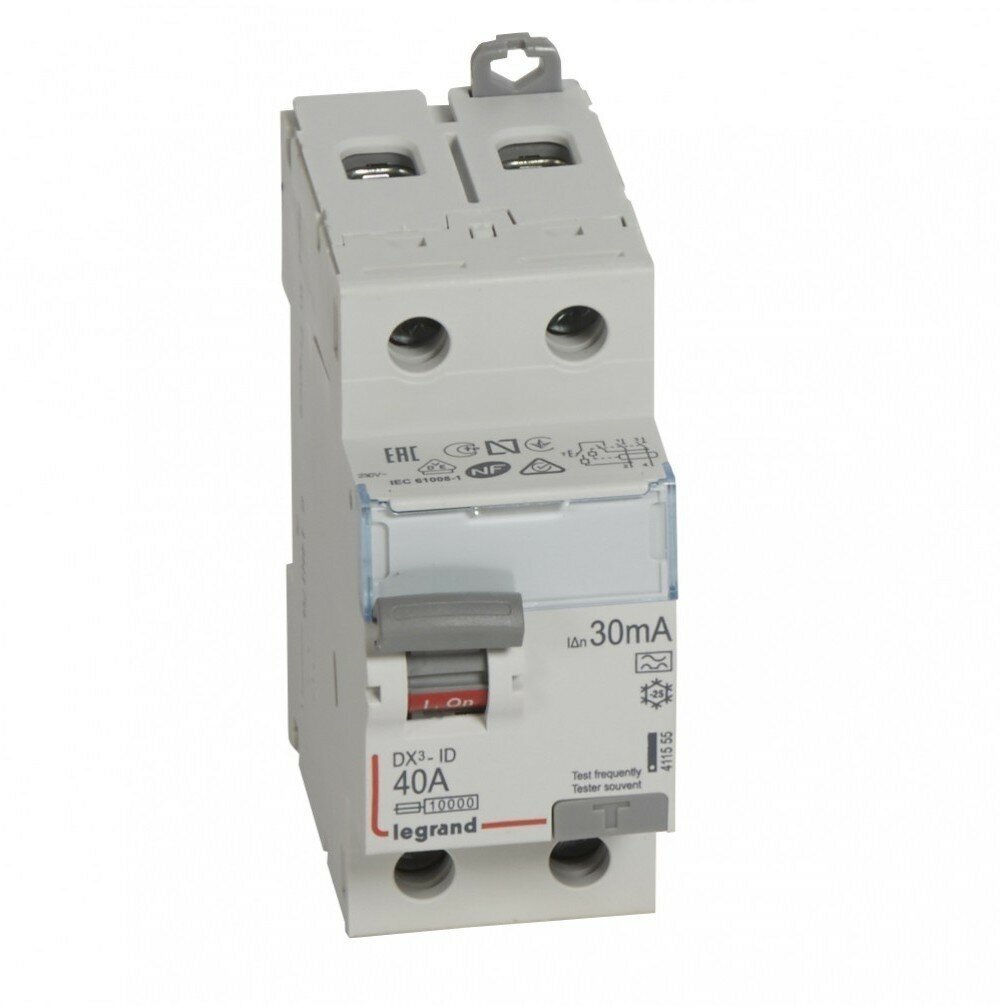 DX3 411555 Выключатель дифференциального тока двухполюсный 40А 0.03А (тип А) Legrand - фото №2