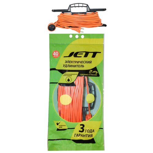 Удлинитель-шнур Jett 157-216, 1 розетка, б/з, 10А 1 16 м 0.75 м² удлинитель на рамке джетт пвс 30м без заземления