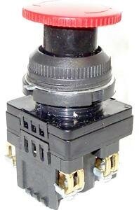 Выключатель кнопочный КЕ-141 У2 исп.2 1з+1р гриб с фиксацией IP54 10А 660В красн. | код. ET502409 | Электротехник (5шт. в упак.)