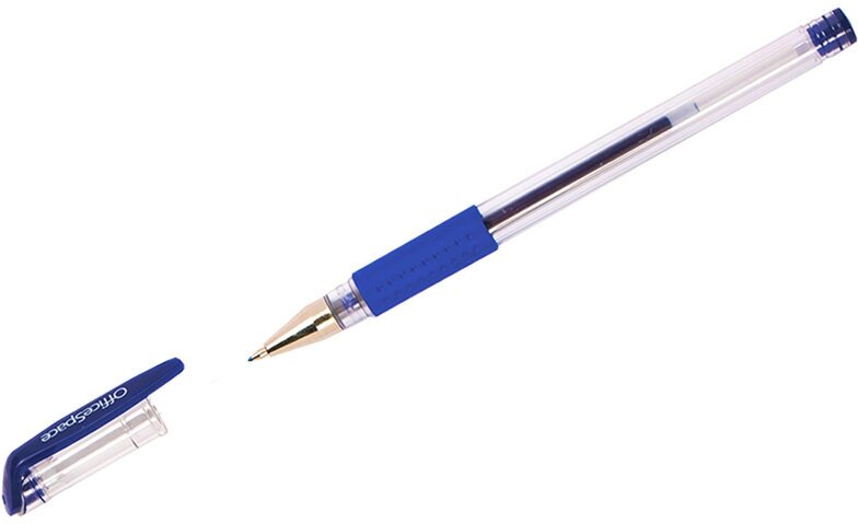 Ручка гелевая OfficeSpace, синяя, 0,5мм, резин. грип