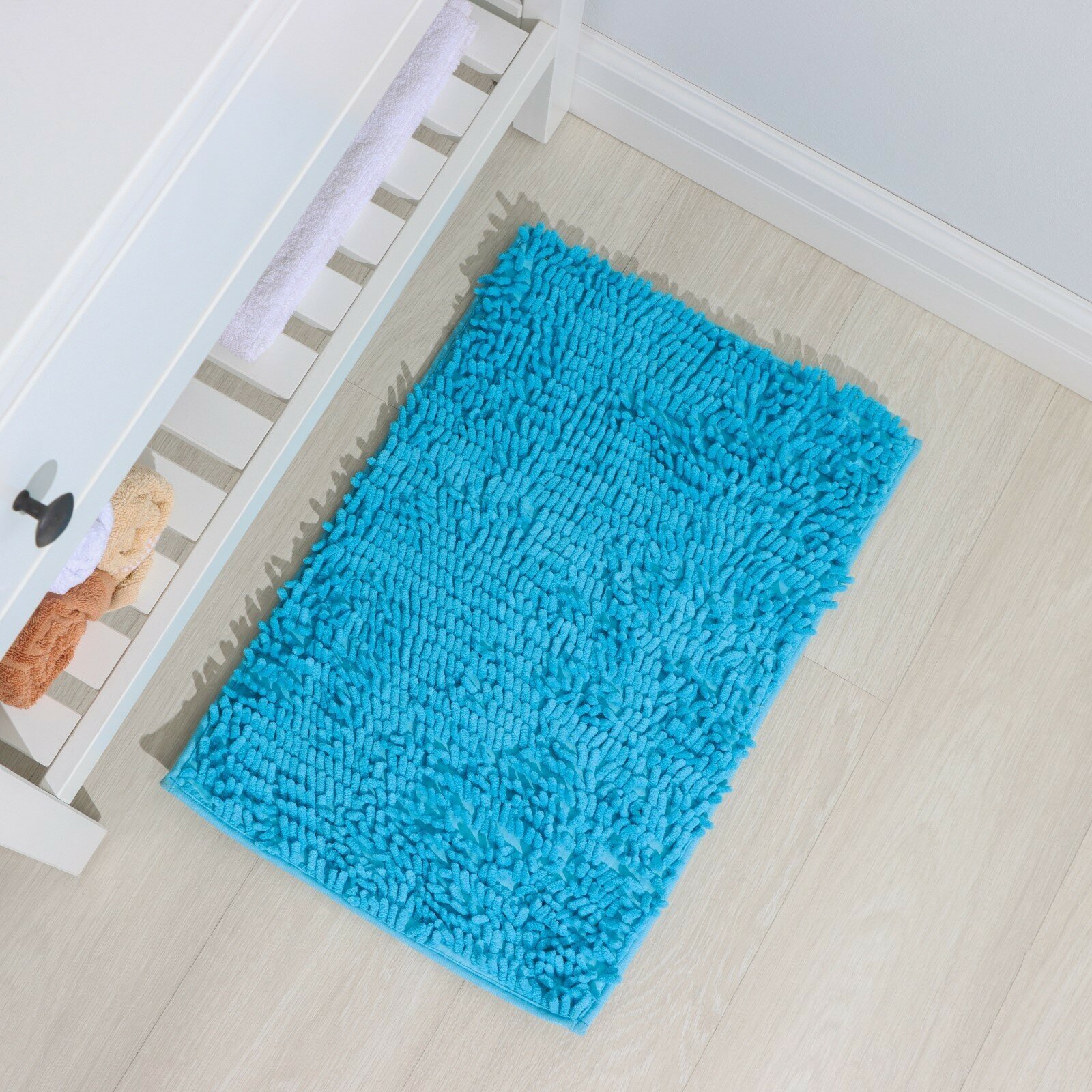 Коврик для ванной «Букли длинные», 40×60 см, цвет синий