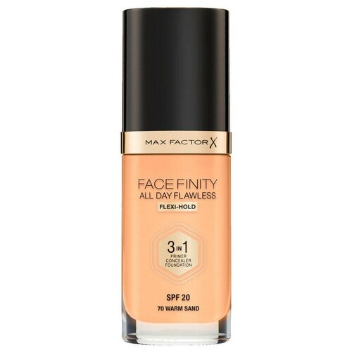 Max Factor Тональная эмульсия Facefinity All Day Flawless 3-in-1, SPF 20, 30 мл/60 г, оттенок: 70 Warm Sand консилер max factor консилер facefinity all day flawless concealer