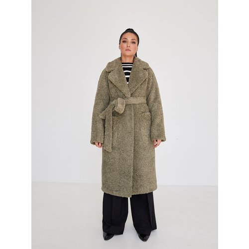 Пальто  Fidan, демисезон/зима, силуэт прямой, размер 54, зеленый