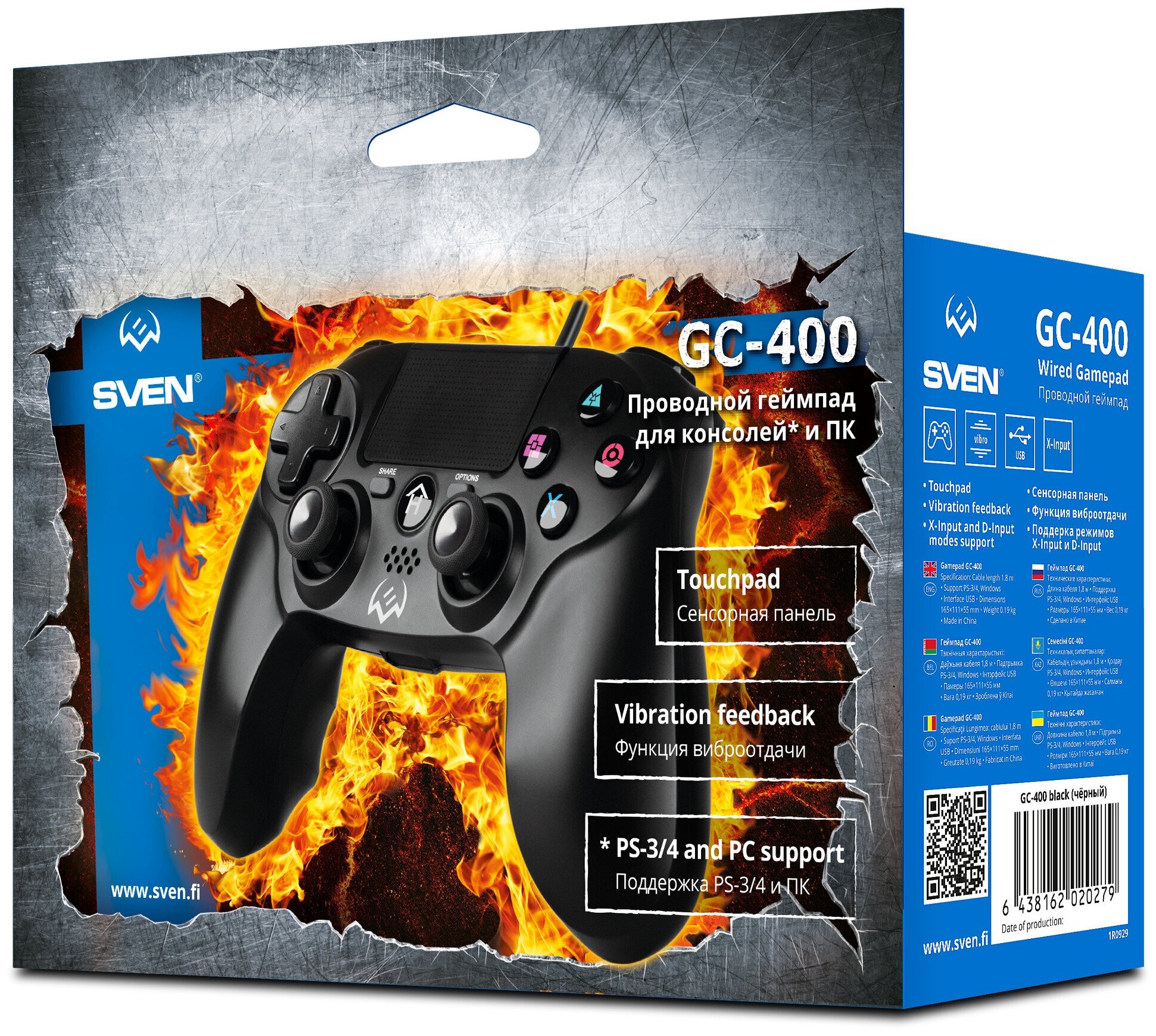 Геймпад GC-400 (11 кн 2 стика Touchpad D-pad PS4/PS3/PC)