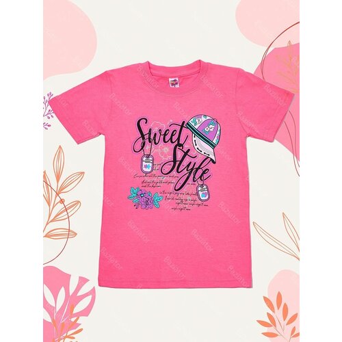 фото Футболка baziator, размер 128, красный, фиолетовый