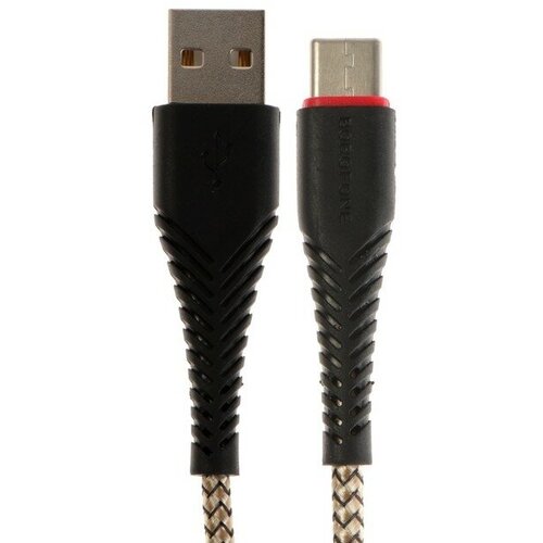 Кабель Borofone BX25, Type-C - USB, 3 А, 1 м, нейлоновая оплётка, чёрный кабель usb type c borofone bx39 beneficial 1 0м цвет чёрный белый