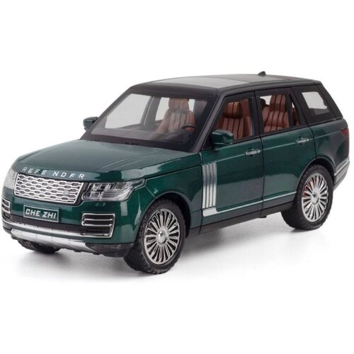 Машинка металлическая инерционная Ленд Ровер/Land Rover Range Rover 1:24, 20 см со световыми и звуковыми эффектами зеленый