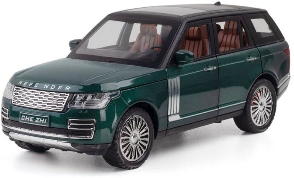 Машинка металлическая инерционная "Ленд Ровер/Land Rover" Range Rover 1:24, 20 см со световыми и звуковыми эффектами зеленый