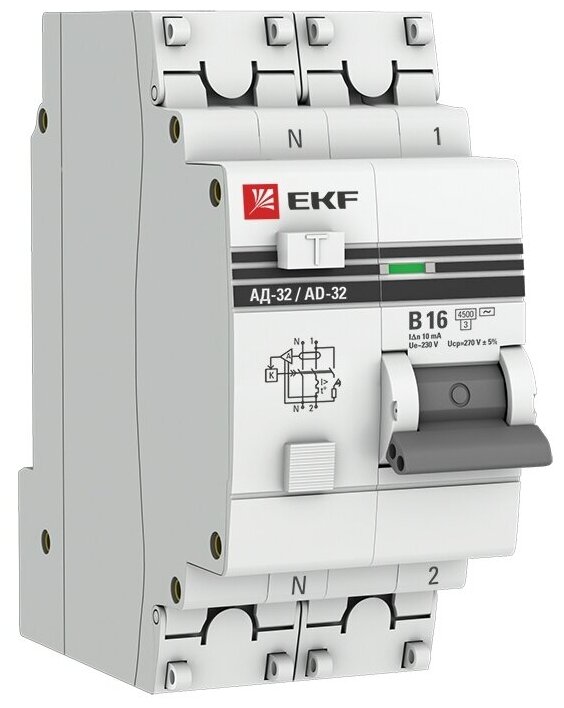 Дифференциальный автомат EKF АД-32 2П 10 мА B 4.5 кА AC электронный