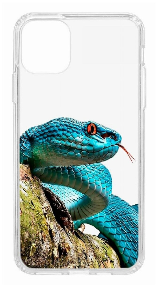 Чехол для iPhone 11 Pro Max Kruche Print Змея,противоударная пластиковая накладка с рисунком,защитный силиконовый бампер с принтом и защитой камеры