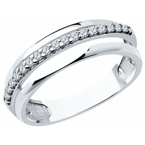 Кольцо SOKOLOV, серебро, 925 проба, родирование, фианит, размер 17.5 jv кольцо с фианитами из серебра r130107d 001 wg размер 17