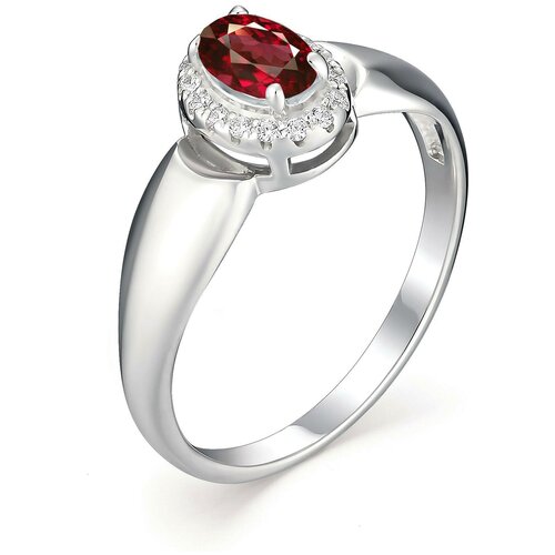 фото Алькор кольцо с гранатом и фианитами из серебра 01-0464-00гр-00, размер 19