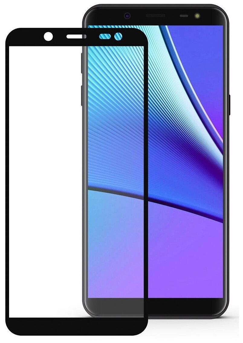 Защитное стекло 3D Tempered Glass для Samsung Galaxy J8 2018 полный клей ( черная рамка )