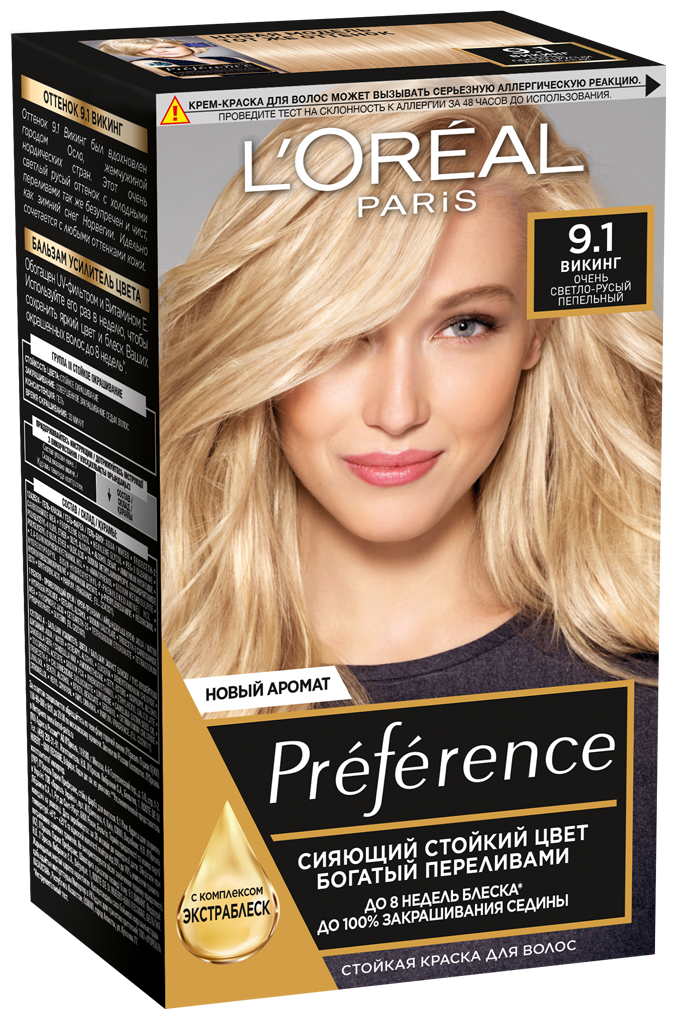 L'Oreal Paris Preference стойкая краска для волос, 9.1 викинг.