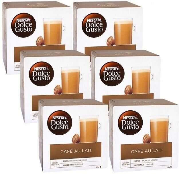 Капсулы для кофемашин NESCAFE DOLCE GUSTO CAFE AU LAIT 96 капсул - фотография № 1