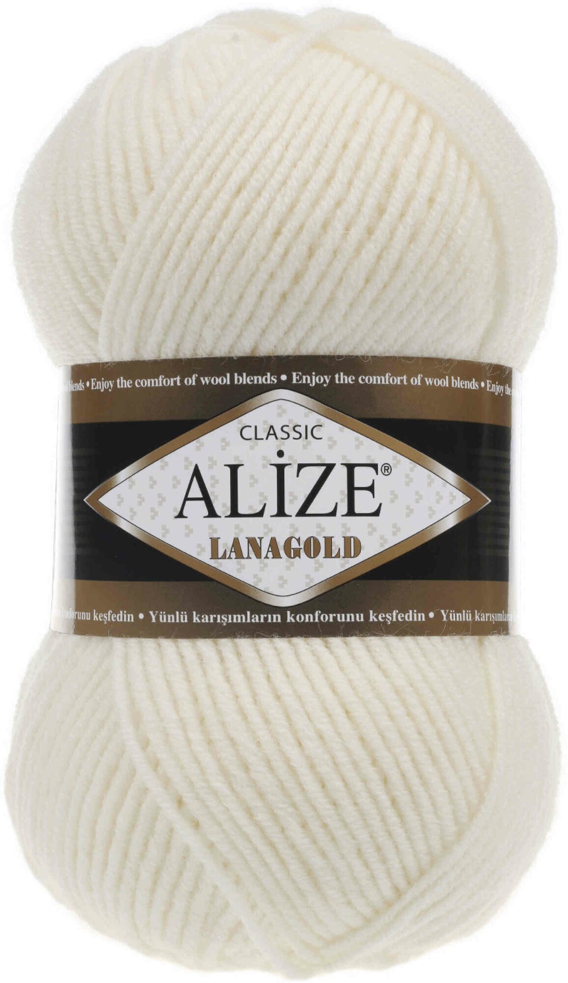Пряжа Alize Lanagold молочный (62), 51%акрил/49%шерсть, 240м, 100г, 2шт