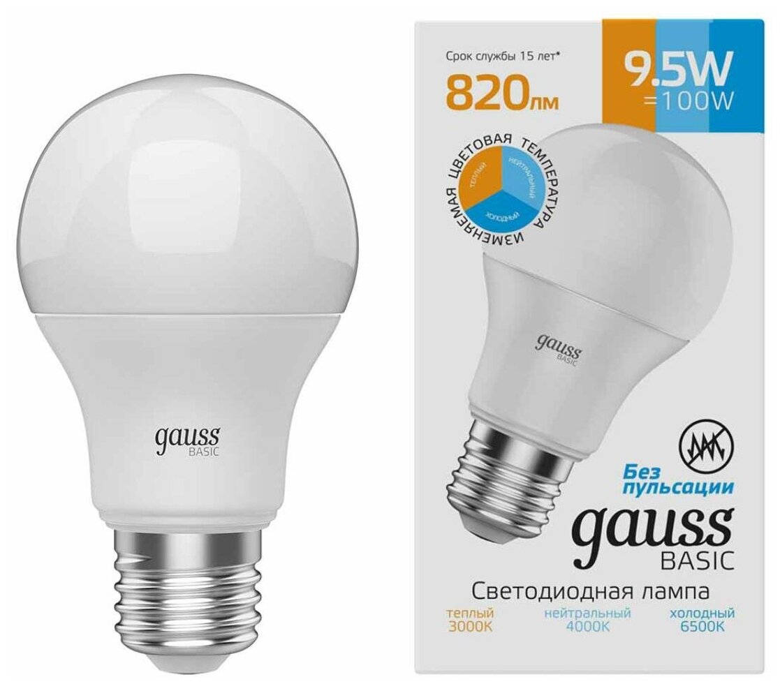 Gauss Лампа BASIC A60 1023240 (белый)