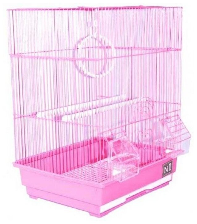 Клетка для птиц 35 х 28 х 46 см, прямоугольная, розовая, 1 комплект - фотография № 1