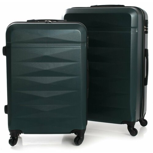 фото Комплект чемоданов feybaul, 2 шт., abs-пластик, водонепроницаемый, жесткое дно, размер l, зеленый