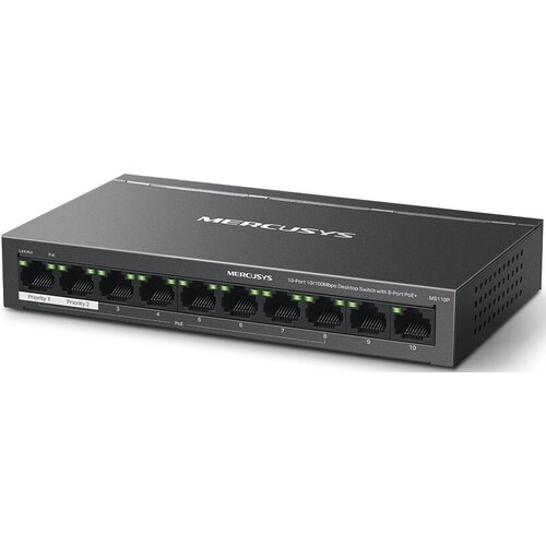 Mercusys MS110P Настольный коммутатор с 10 портами 10100 Мбитс 8 портов PoE 3776₽