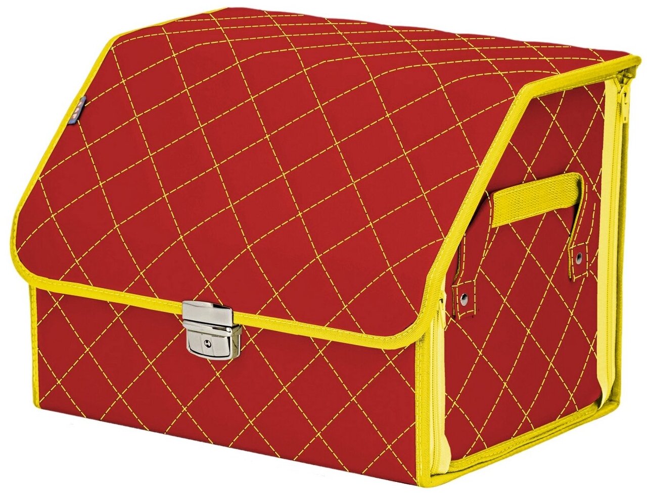 Органайзер-саквояж в багажник "Союз Премиум" (размер M). Цвет: красный с желтой прострочкой Ромб.