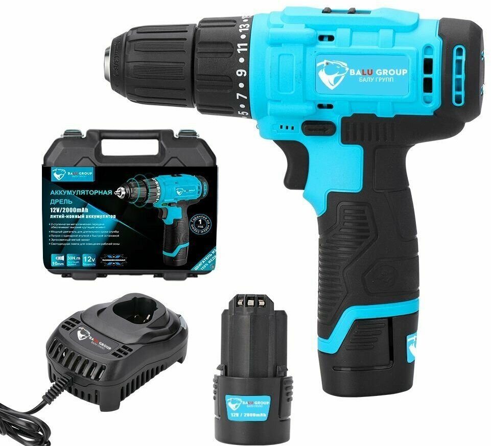 фото Дрель-шуруповерт Balu от аккумулятора, 2АКБ