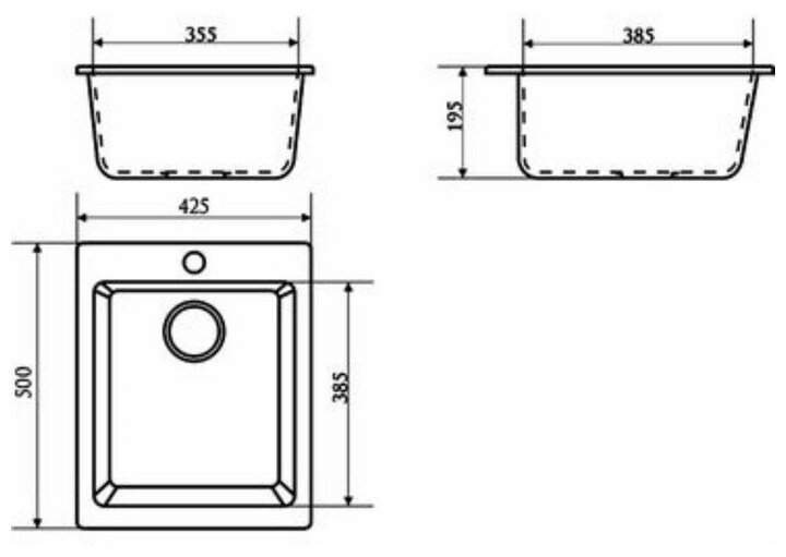 Мойка для кухни MARRBAXX из камня, Линди, Z8Q4, 425х500х195 мм, глянцевая, черная - фотография № 4