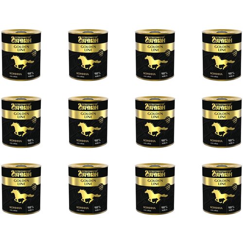 Влажный консервированный корм Четвероногий гурман голден для собак, Конина натуральная в желе, 340гр, 12шт