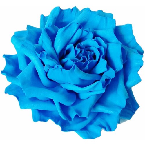 Заколка-брошь для волос/одежды/сумки большой цветок роза синяя 0018