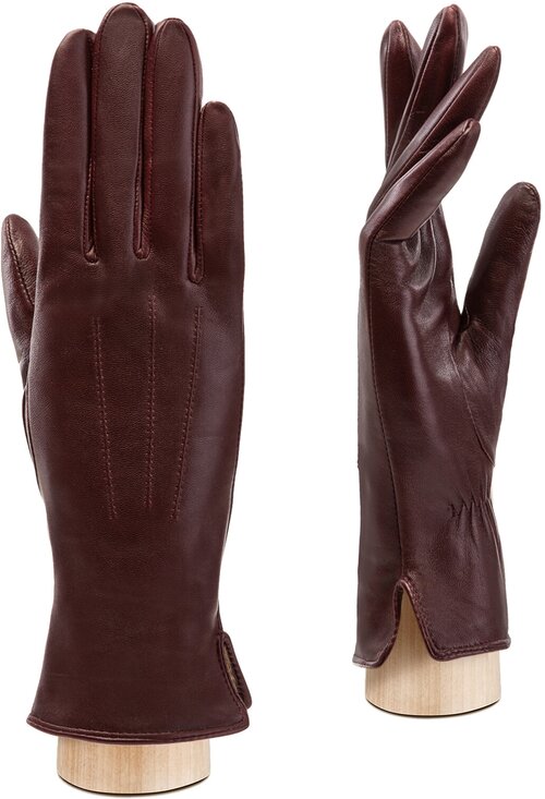 Перчатки ELEGANZZA зимние, натуральная кожа, подкладка, размер 6.5, бордовый
