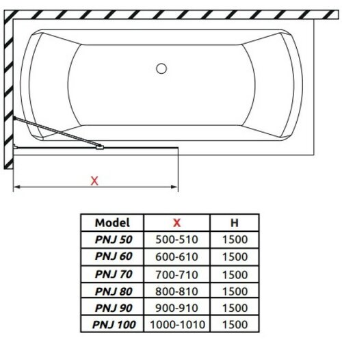 Шторка на ванну Radaway Idea Black PNJ II 60 10001060-54-01 душевая шторка radaway idea pnj 100 10001100 01 01 chrome transparent