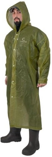 Плащ-дождевик Следопыт EVA 76х130 см, на кнопках, с капюшоном, зеленый, размер 56-58