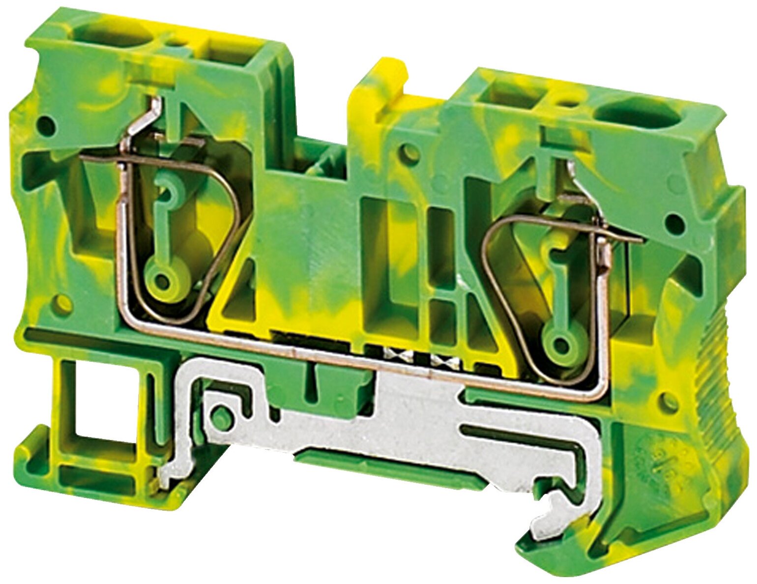 Клеммник пружинный с заземлением, 6 мм.кв., 2 точки подключения Schneider Electric, NSYTRR62PE