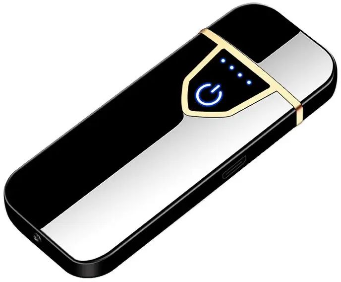Электронная USB зажигалка ветрозащитная сенсорная подзаряжаемая подарочная, черная - фотография № 1