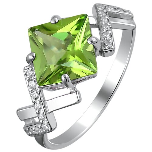 фото Эстет серебряное кольцо с фианитами, хризолитом т19к35759хр, размер 17.5