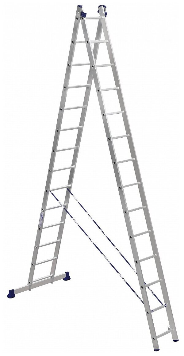Лестница алюминиевая Алюмет двухсекционная 2x14 ступеней (5214) - фото №1