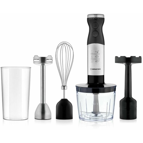 Блендер погружной BRAYER BR1244 800 Вт 8 скоростей 4 насадки стакан черный 932000₽